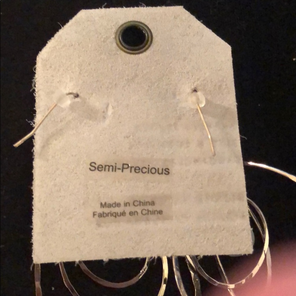 Anthropologie semi precious hoop earrings stone - Picture 3 of 5